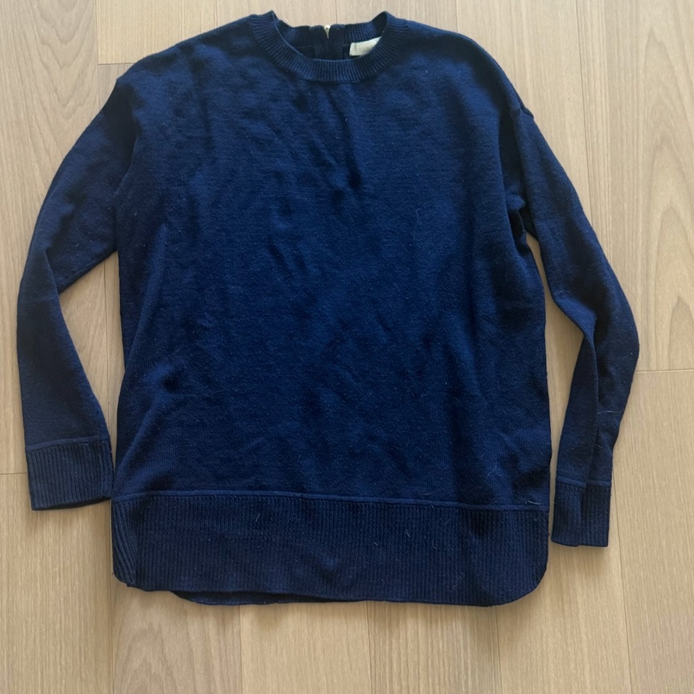 H&M navy sweater gold zipper gorgeous s xs